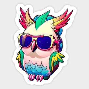 Kawaii cute happy cockatoo wearing sunglasses Sticker